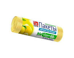 Мешки для мусора 60 л, ароматизированные, Лимон, желтые, в рулоне 20 шт., ПНД, 9 мкм, 650х550 мм, GRIFON Aroma, 101-023 Li в Ельце