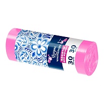 Мешки для мусора 30 л, розовые, в рулоне 30 шт., ПНД, 8 мкм, 560х480 мм, Узоры Чистоты, МУ3605 (ММЭ-30роз) в Ельце