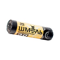Мешки для мусора 30 л, черные, в рулоне 30 шт., ПНД, 7 мкм, 600х500 мм, ШМЕЛЬ, 4625 в Ельце