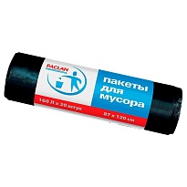 Мешки для мусора 160 л, черные, в рулоне 20 шт., ПВД, 30 мкм, 1200х870 мм, PACLAN Professional, 604082 в Ельце