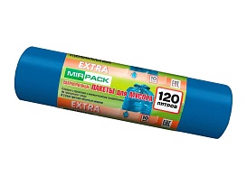 Мешки для мусора 120 л, синие, в рулоне 10 шт., ПНД, 14 мкм, 1100х700 мм, EXTRA, ex1201802 в Ельце