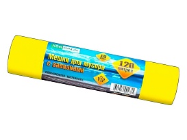 Мешки для мусора 120 л, с завязками, желтые, в рулоне 10 шт., ПНД, 15 мкм, 800х750 мм, VIP, Z12010yel в Ельце Мешки для мусора 120 л, с завязками, желтые, в рулоне 10 шт., ПНД, 15 мкм, 800х750 мм, VIP, Z12010yel в Ельце