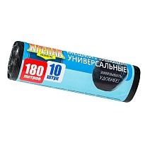 Мешки для мусора 180 л, с ушками, черные, в рулоне 10 шт., ПНД, 20 мкм, 1150х800 мм, Крепак, 4607075710498 в Ельце