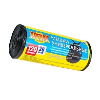 Мешки для мусора 120 л, черные, в рулоне 20 шт., ПНД, 15 мкм, 1100х700 мм, Крепак, 4607075710207 в Ельце