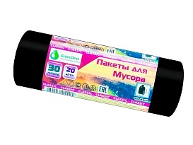 Мешки для мусора 30 л, черные, в рулоне 20 шт., ПНД, 7 мкм, 600х500 мм, MIRPACK Classik, 302040 в Ельце