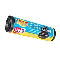 Мешки для мусора 120 л, черные, в рулоне 10 шт., ПНД, 15 мкм, 1100х700 мм, Крепак, 4607075710214 в Ельце