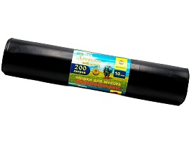 Мешки для мусора 200 л, ароматизированные, черные, в рулоне 10 шт., ПВД, 100 мкм, 1200х800 мм, Добрыня, Dob20010black в Ельце