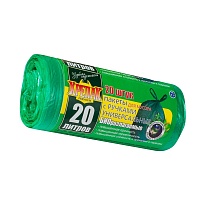 Мешки для мусора 20 л, биоразлагаемые, с ручками, черные, в рулоне 30 шт., ПНД, 10 мкм, 550х440 мм, Крепак, 4607075710047 в Ельце