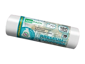 Мешки для мусора 180 л, ароматизированные, белые, в рулоне 10 шт., ПВД, 35 мкм, 1100х930 мм, PREMIUM+, 180105302 в Ельце