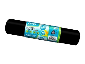 Мешки для мусора 240 л, черные, в рулоне 10 шт., ПВД 80 мкм, 1300х930 мм, EXPORT, exp 24010167 в Ельце