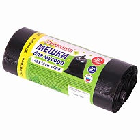 Мешки для мусора 30 л, черные, в рулоне 30 шт., ПНД, 7 мкм, 550х480 мм, Любаша, 608089 в Ельце