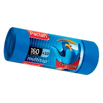Мешки для мусора 160 л, с ушками, синие, в рулоне 10 шт., ПВД, 30 мкм, 1250х900 мм, PACLAN Multitop, 604064 в Ельце