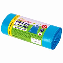 Мешки для мусора 35 л, синие, в рулоне 30 шт., ПНД, 10 мкм, 600х500 мм, Любаша, 608091 в Ельце