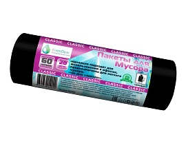 Мешки для мусора 60 л, черные, в рулоне 20 шт., ПНД, 7 мкм, 700х600 мм, MIRPACK Classik, 602050 в Ельце