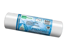 Мешки для мусора 300 л, белые, в рулоне 10 шт., ПВД 70 мкм, 1400х1000 мм, PREMIUM+, 300101602 в Ельце