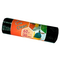 Мешки для мусора 60 л, черные, в рулоне 30 шт., ПНД, 6 мкм, 640х580 мм, Концепция Быта EcoClean, 603890 в Ельце