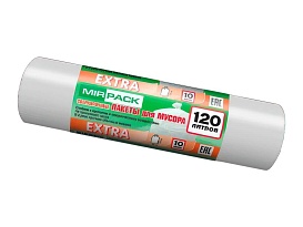 Мешки для мусора 120 л, белые, в рулоне 10 шт., ПНД, 14 мкм, 1100х700 мм, EXTRA, ex1201803 в Ельце