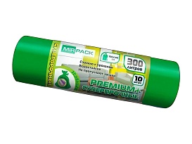 Мешки для мусора 300 л, зеленые, в рулоне 10 шт., ПВД 70 мкм, 1400х1000 мм, PREMIUM+, 300101601 в Ельце Мешки для мусора 300 л, зеленые, в рулоне 10 шт., ПВД 70 мкм, 1400х1000 мм, PREMIUM+, 300101601 в Ельце