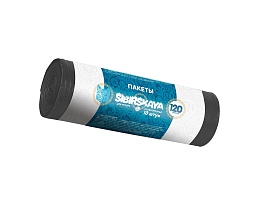 Мешки для мусора 120 л, черные, в рулоне 10 шт., ПНД, 14 мкм, 1100х700 мм, SIBIRSKAYA, 101-008 S в Ельце