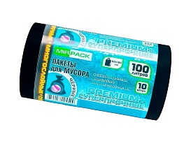 Мешки для мусора 100 л, черные, в рулоне 10 шт., ПВД, 70 мкм, 1000х600 мм, PREMIUM+, 1001076 в Ельце
