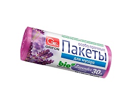 Мешки для мусора 30 л, ароматизированные, Лаванда, сиреневые, в рулоне 20 шт., ПНД, 9 мкм, 560х530 мм, GRIFON Aroma, 101-020 La в Ельце
