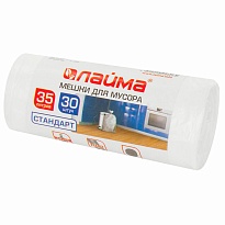 Мешки для мусора 35 л, белые, в рулоне 30 шт., ПНД, 6 мкм, 550х480 мм, LAIMA, 605538 в Ельце