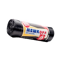 Мешки для мусора 60 л, черные, в рулоне 20 шт., ПНД, 9 мкм, 700х600 мм, МЕШКОFF, 4045 в Ельце