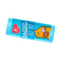 Мешки для мусора 30 л, синие, в рулоне 30 шт., ПНД, 5 мкм, 560х480 мм, Эконом, МЭ3841 (ПМ-30-30) в Ельце